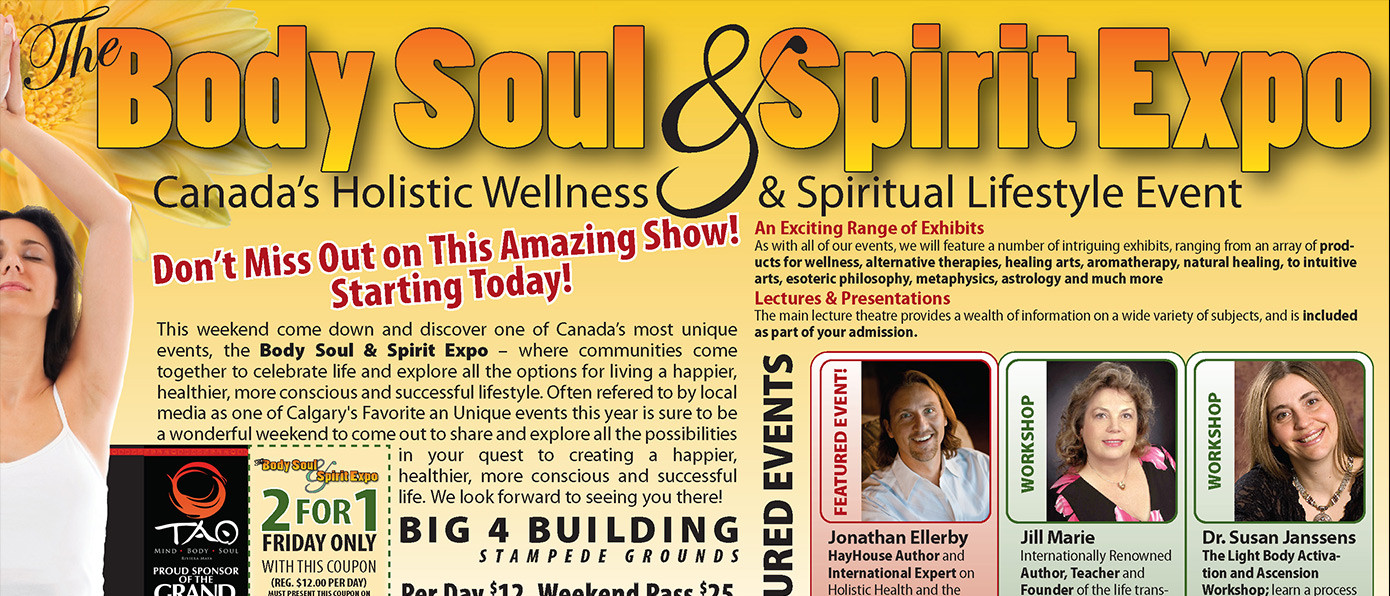 Various newspaper adverts placed for Body Soul & Spirit Expo