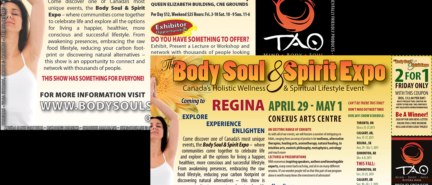 Magazine adverts for Body Soul & Spirit Expo