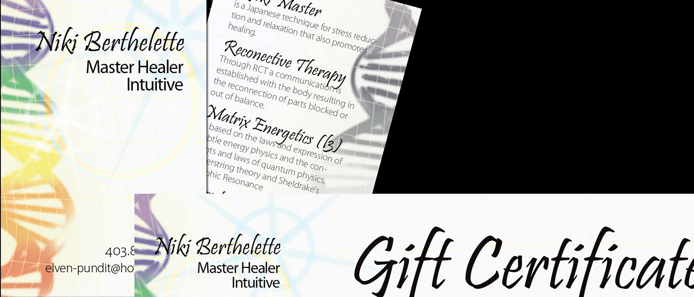 Business identity and gift cards for Niki Berthelette